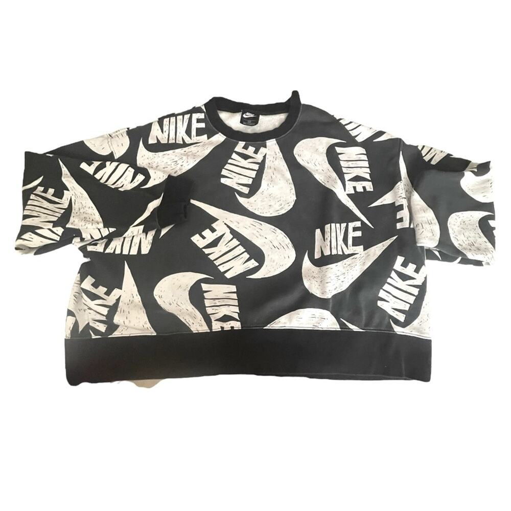 Nike Sportswear Sweatshirt Womens 3XL Plus Icon Clash Fleece Crop Pullover Black